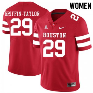 Womens Houston Cougars Demarcus Griffin-Taylor #29 Red Official Jerseys 356077-926