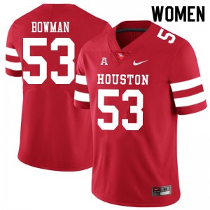 Women's Houston Cougars Derek Bowman #53 Stitched Red Jersey 947275-636