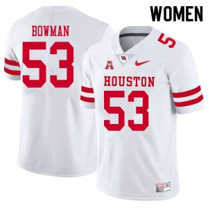Womens Houston Cougars Derek Bowman #53 Player White Jersey 324421-274