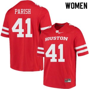 Women Houston Cougars Derek Parish #41 Stitch Red Jerseys 762210-217