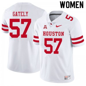 Women Houston Cougars Gavin Gately #57 Official White Jersey 215506-746