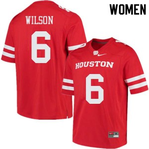 Women's Houston Cougars Howard Wilson #6 University Red Jersey 552729-489