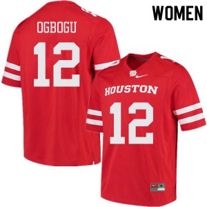 Women Houston Cougars Ike Ogbogu #12 Red Stitched Jersey 134346-788