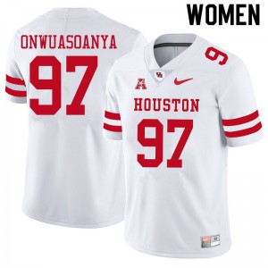 Women Houston Cougars Ike Onwuasoanya #97 White Player Jerseys 186637-748