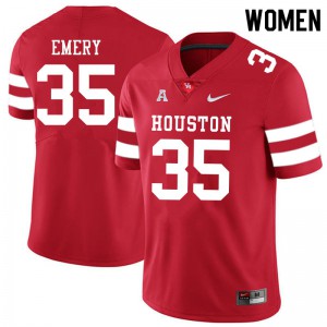 Women Houston Cougars Jalen Emery #35 Official Red Jerseys 240354-365