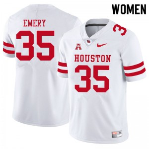 Women Houston Cougars Jalen Emery #35 Embroidery White Jersey 469110-483