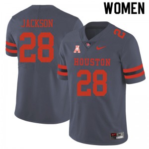 Women's Houston Cougars Jared Jackson #28 Gray Football Jersey 368860-310
