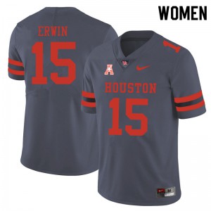 Women's Houston Cougars Jaylen Erwin #15 Gray Stitch Jerseys 957326-779