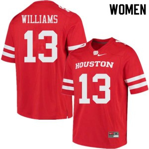 Womens Houston Cougars Joeal Williams #13 Red Stitch Jerseys 419626-237