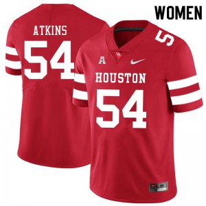 Women Houston Cougars Joshua Atkins #54 Red Player Jerseys 557410-287