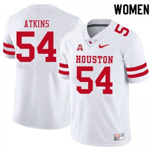 Womens Houston Cougars Joshua Atkins #54 White Embroidery Jersey 102408-815