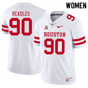 Women Houston Cougars Justin Beadles #90 Stitch White Jerseys 957949-927