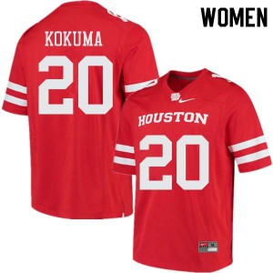 Women Houston Cougars Kaliq Kokuma #20 Red Official Jerseys 639832-967