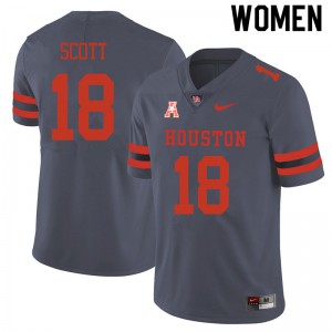 Womens Houston Cougars Kam Scott #18 Gray Stitched Jerseys 676256-113