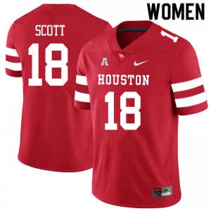 Women's Houston Cougars Kam Scott #18 Red College Jerseys 918314-227