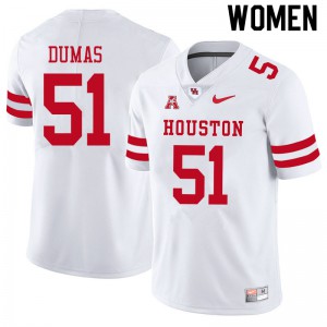 Women Houston Cougars Kanen Dumas #51 Official White Jersey 489501-506