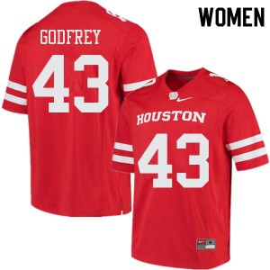 Womens Houston Cougars Leroy Godfrey #43 Football Red Jersey 394085-800