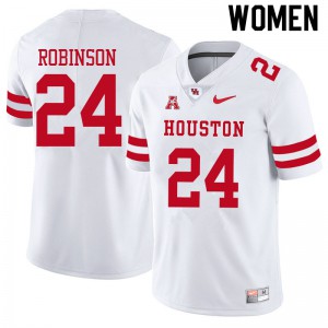 Womens Houston Cougars Malik Robinson #24 Embroidery White Jersey 894235-952