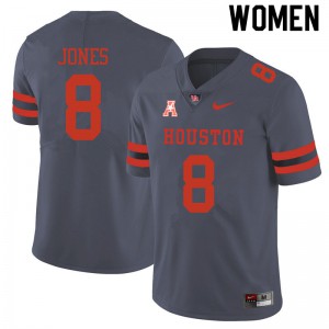 Women Houston Cougars Marcus Jones #8 Gray Alumni Jerseys 519872-824