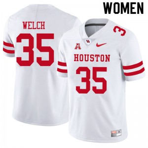 Women Houston Cougars Mike Welch #35 White High School Jersey 207598-773