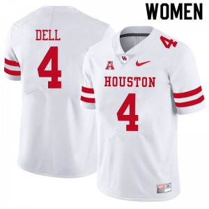 Womens Houston Cougars Nathaniel Dell #4 White Stitch Jersey 164089-478