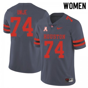 Women's Houston Cougars Reuben Unije #74 Gray Stitch Jersey 800459-143