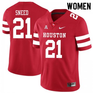 Women's Houston Cougars Stacy Sneed #21 Red Embroidery Jersey 192070-462