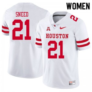 Womens Houston Cougars Stacy Sneed #21 White Embroidery Jerseys 985243-299