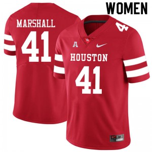 Women's Houston Cougars T.J. Marshall #41 Red Alumni Jerseys 348375-512
