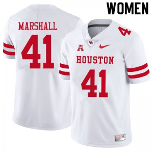 Womens Houston Cougars T.J. Marshall #41 White Stitch Jersey 472968-779