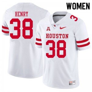 Women's Houston Cougars Ta'Zhawn Henry #38 White Football Jersey 874028-234