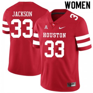 Women's Houston Cougars Taijon Jackson #33 Red Stitch Jerseys 912568-153