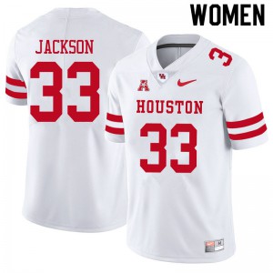 Womens Houston Cougars Taijon Jackson #33 White Stitch Jerseys 120578-367