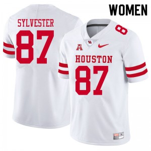 Women's Houston Cougars Trevonte Sylvester #87 White Stitch Jerseys 979491-897