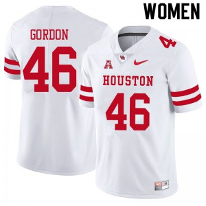 Women Houston Cougars Tyler Gordon #46 White NCAA Jerseys 256511-910