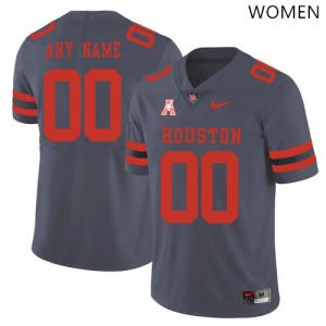Womens Houston Cougars Custom #00 Gray Stitch Jerseys 901211-922