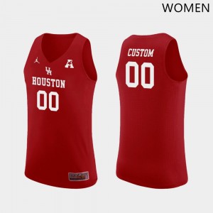 Womens Houston Cougars Custom #00 Red Stitch Jersey 765537-326