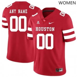 Women Houston Cougars Custom #00 Football Red Jerseys 357448-240