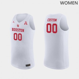 Womens Houston Cougars Custom #00 Stitch White Jersey 243537-555