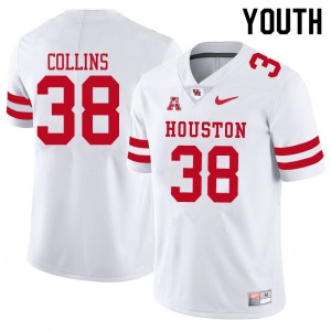 Youth Houston Cougars Adrian Collins #38 College White Jersey 319499-108