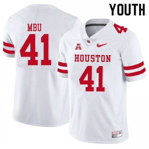 Youth Houston Cougars Bradley Mbu #41 Football White Jersey 973524-812