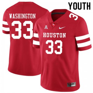 Youth Houston Cougars Bryce Washington #33 NCAA Red Jerseys 173235-343
