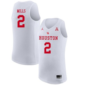 Youth Houston Cougars Caleb Mills #2 White Jordan Brand Stitch Jerseys 372779-423