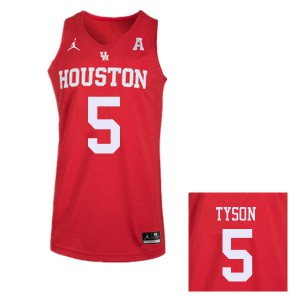 Youth Houston Cougars Cameron Tyson #5 University Red Jordan Brand Jersey 701877-136
