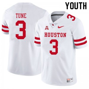 Youth Houston Cougars Clayton Tune #3 White University Jersey 935461-870