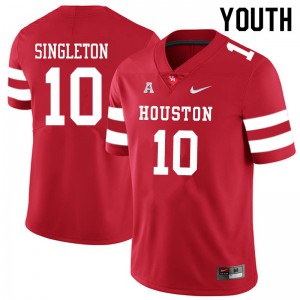Youth Houston Cougars Jeremy Singleton #10 University Red Jerseys 405122-453