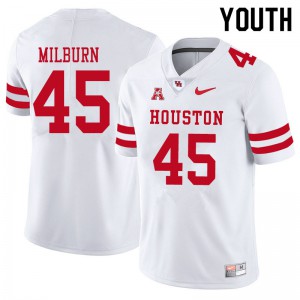 Youth Houston Cougars Jordan Milburn #45 NCAA White Jerseys 935694-998