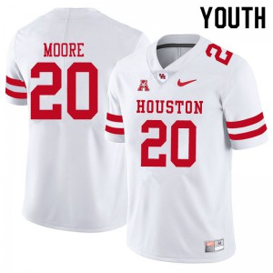 Youth Houston Cougars Jordan Moore #20 Stitched White Jerseys 797729-878