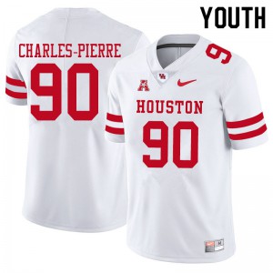Youth Houston Cougars Olivier Charles-Pierre #90 White University Jerseys 580772-656
