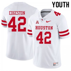 Youth Houston Cougars Terrance Edgeston #42 White College Jerseys 304045-593